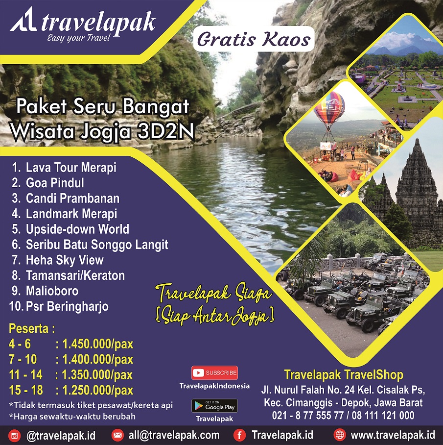 Paket Seru Bangat Wisata Jogja 3D2N (Travelapak Siaga